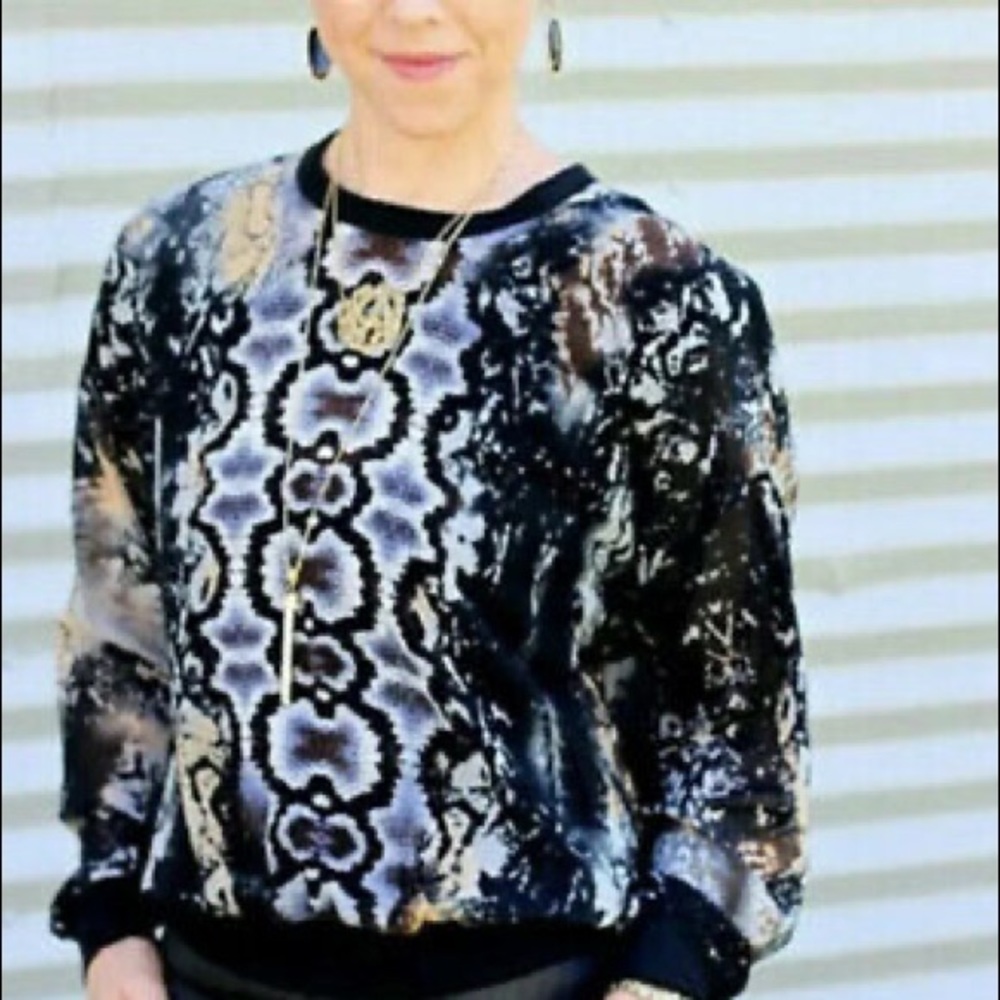 Cabi Sheer Snakeskin Blouse